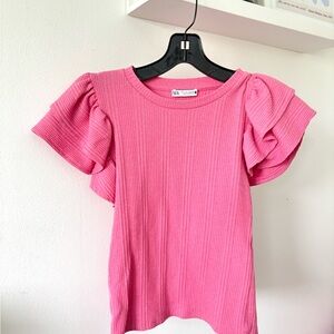 Zara Ruffle Pink Top